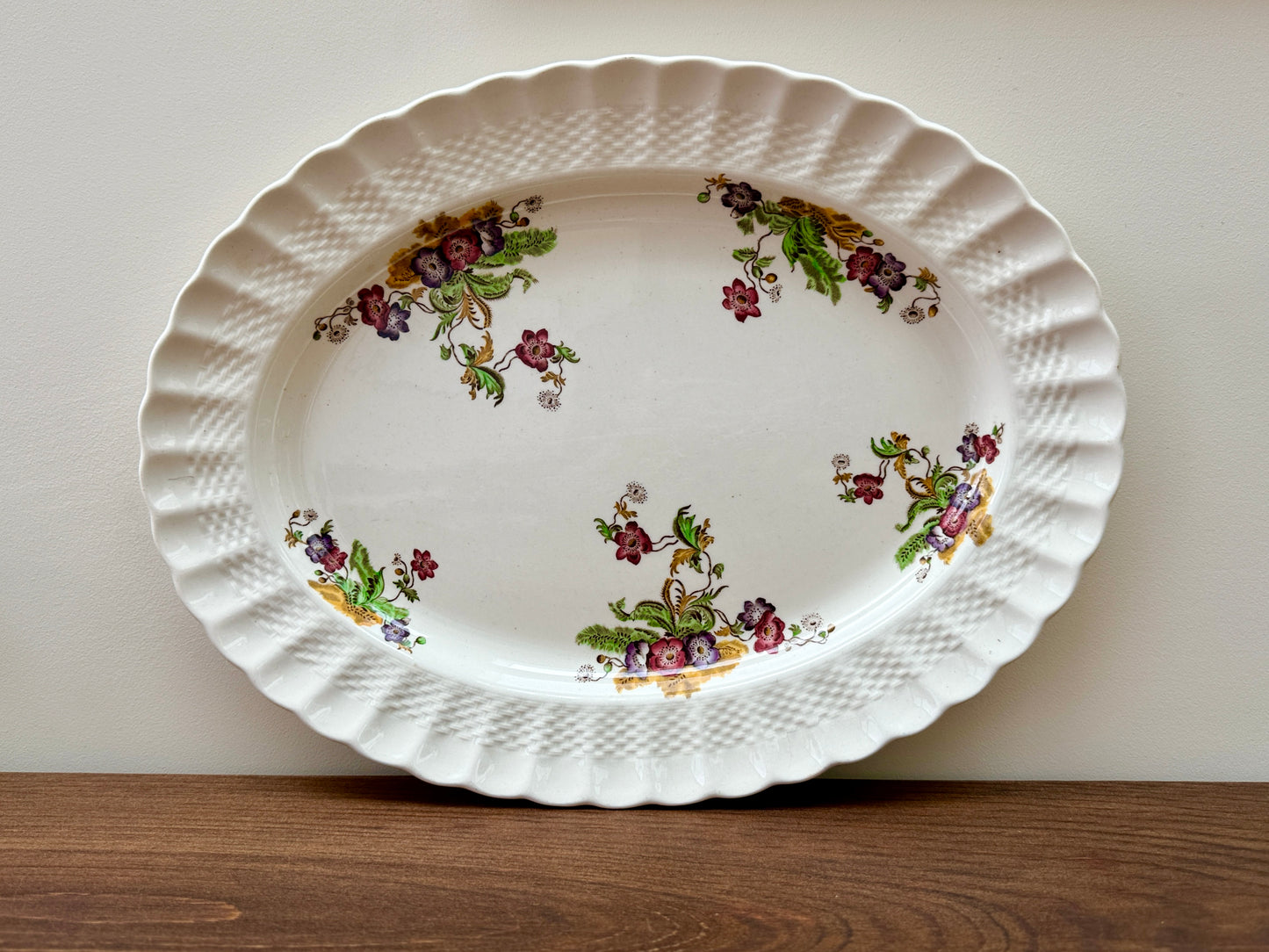 Vintage Copeland Spode 'Wicker Lane (1933-1969)' - Oval Serving Platter-Plate-Copeland Spode-My Happy London Home Roast Turkey (W) 38cm