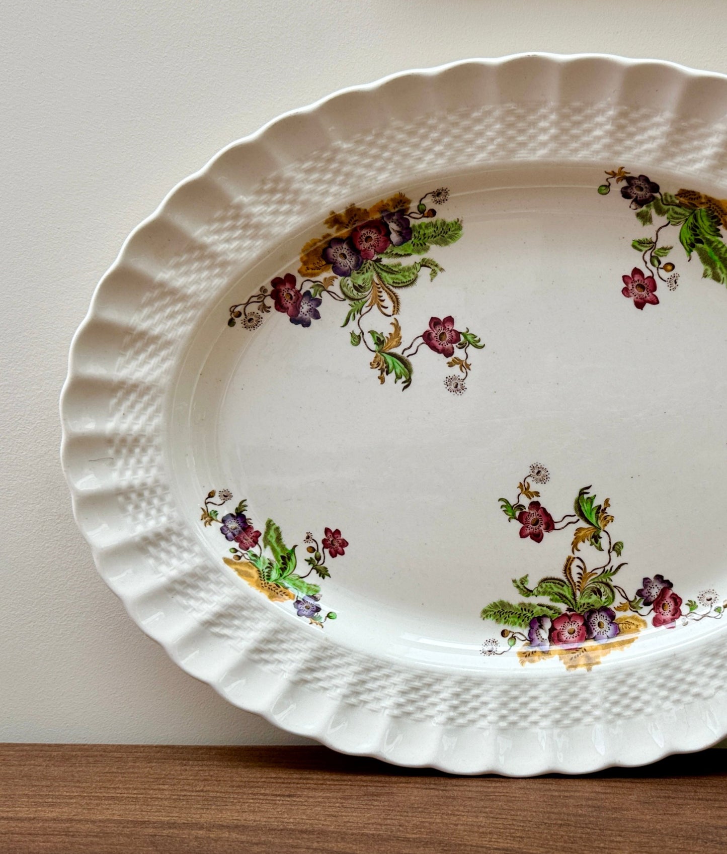 Vintage Copeland Spode 'Wicker Lane (1933-1969)' - Oval Serving Platter (W) 38cm