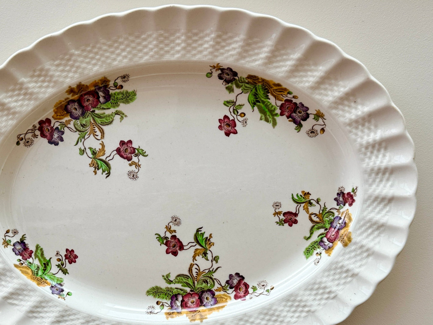 Vintage Copeland Spode 'Wicker Lane (1933-1969)' - Oval Serving Platter (W) 38cm