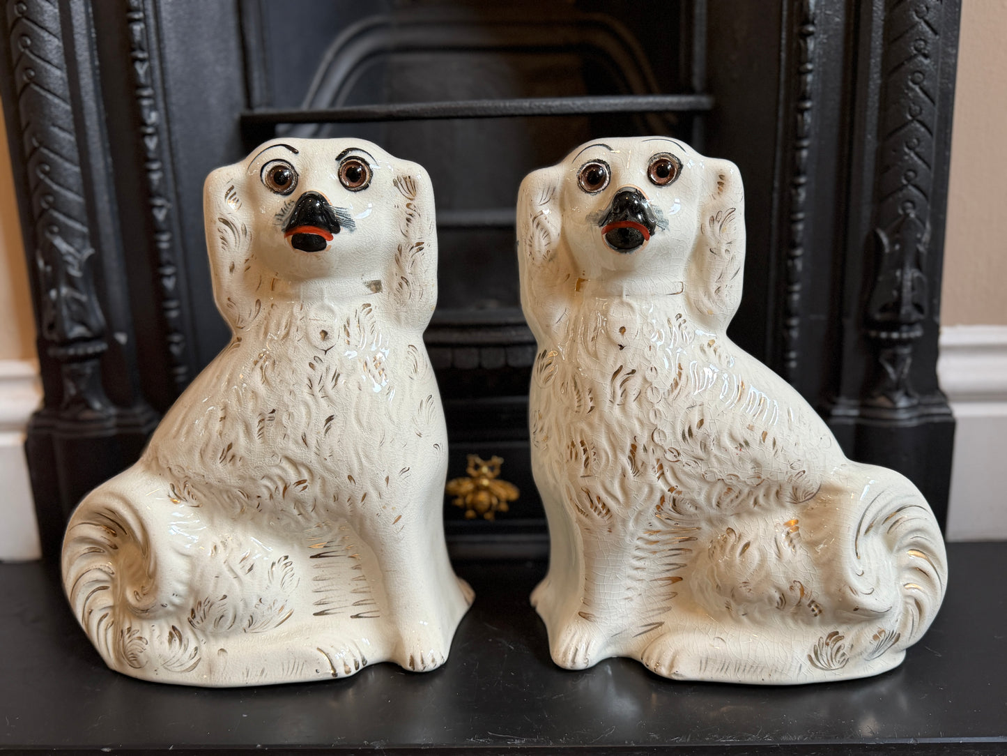 アンティーク、スタッフォードシャードッグ ガラスアイ・スパニエル(ペア)|1890年頃