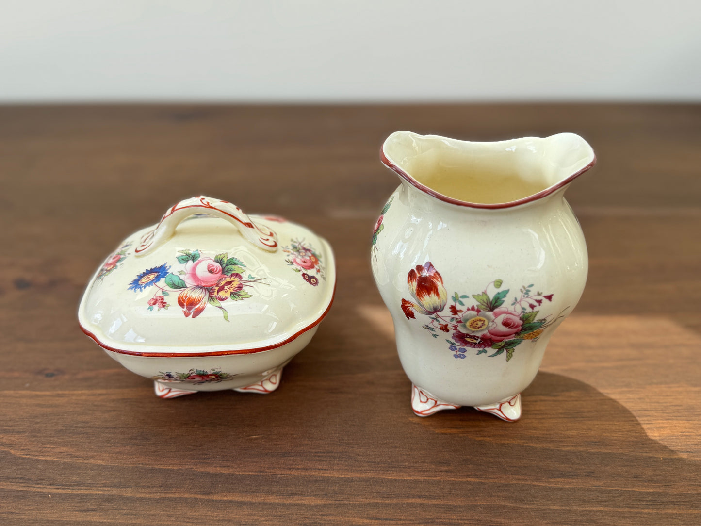 Antique, Victorian Lidded Soap Dish & Toothbrush Holder Set by Coalport