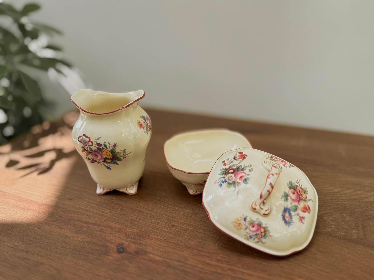 Antique, Victorian Lidded Soap Dish & Toothbrush Holder Set by Coalport