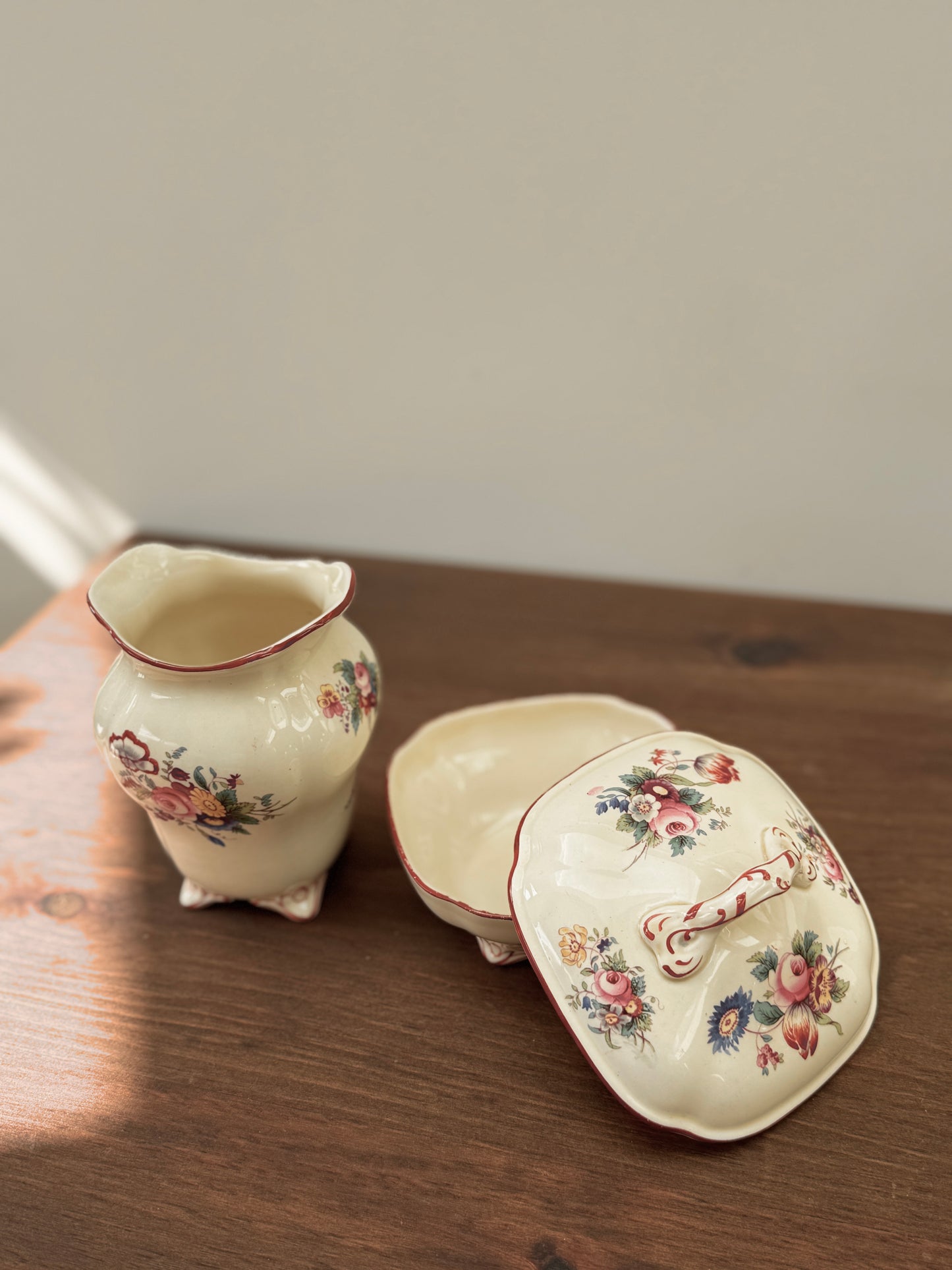 Antique, Victorian Lidded Soap Dish & Toothbrush Holder Set by Coalport