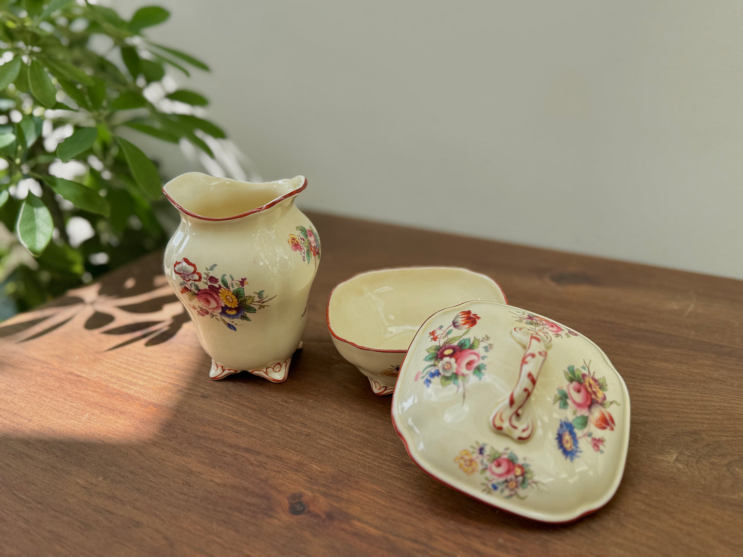 Antique, Victorian Lidded Soap Dish & Toothbrush Holder Set by Coalport