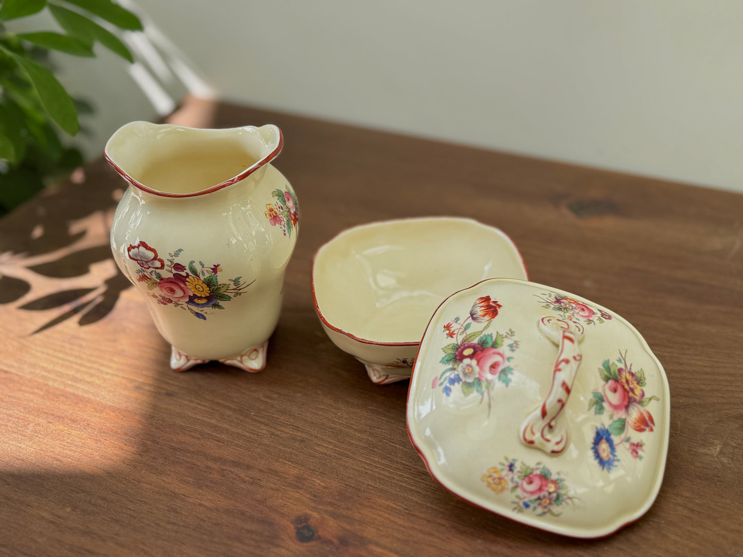 Antique, Victorian Lidded Soap Dish & Toothbrush Holder Set by Coalport