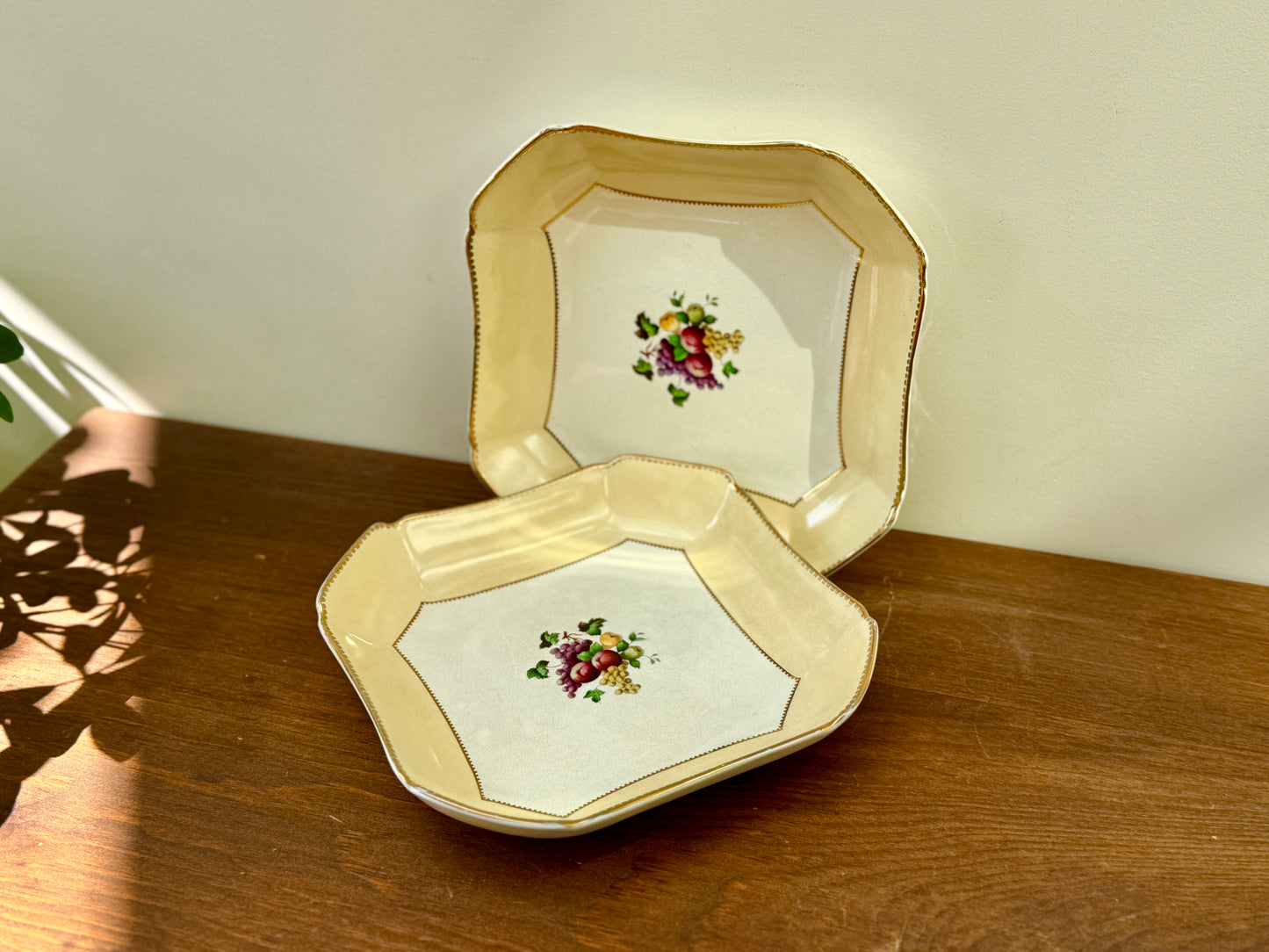 Pair of Antique Wheldon Ware Square Serving Bowls by F. Winkle & Co Ltd – c.1911 to 1925