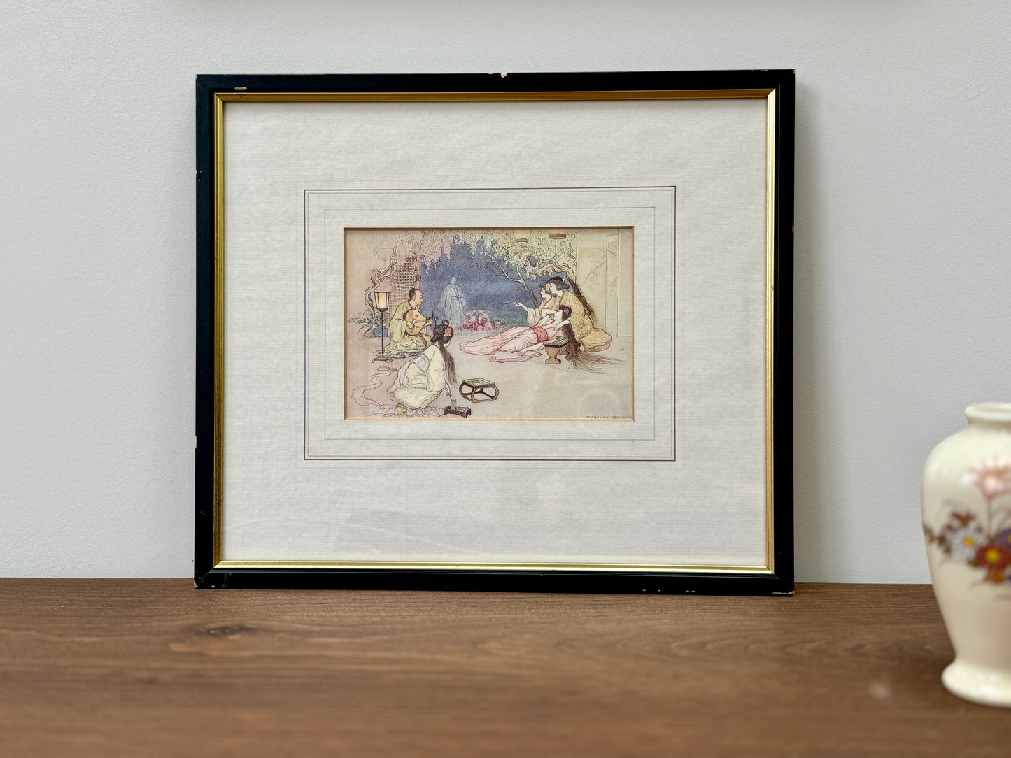 Framed Illustration of Flower of the Peony by Warwick Goble, Limited Edition of 1500 (C.1995)