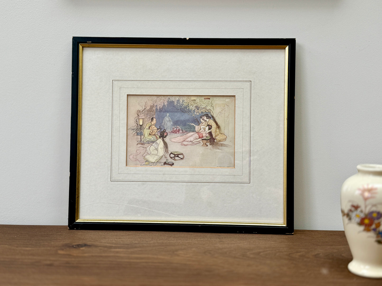 Framed Illustration of Flower of the Peony by Warwick Goble, Limited Edition of 1500 (C.1995)