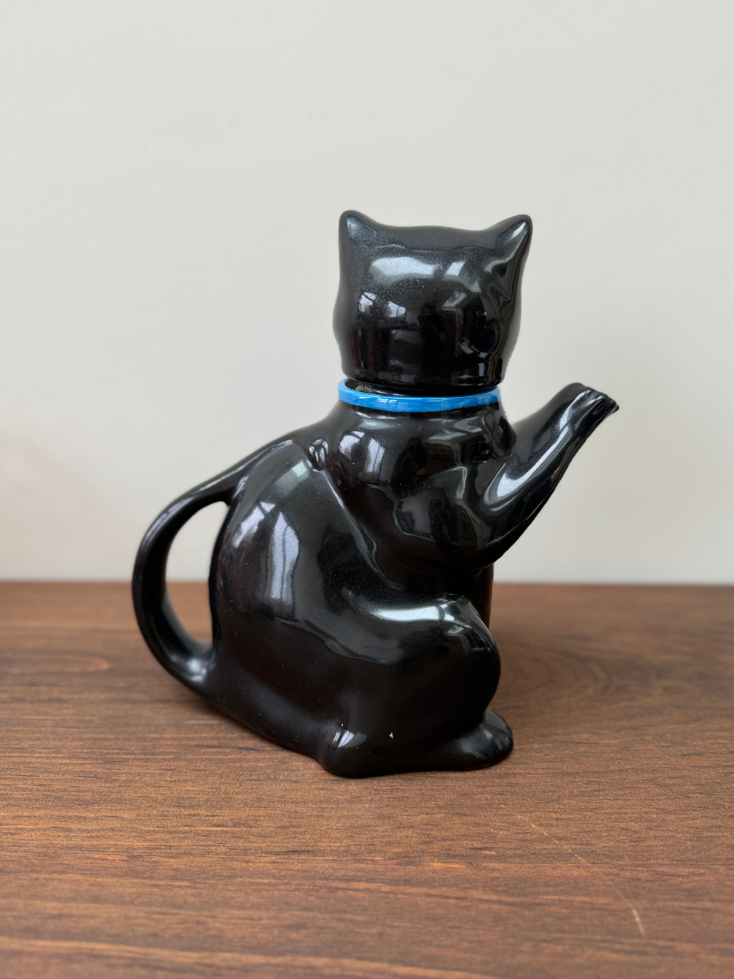 Pussyfoot Black Cat Teapot by Wood and Sons, circa 1920s, Staffordshire, England