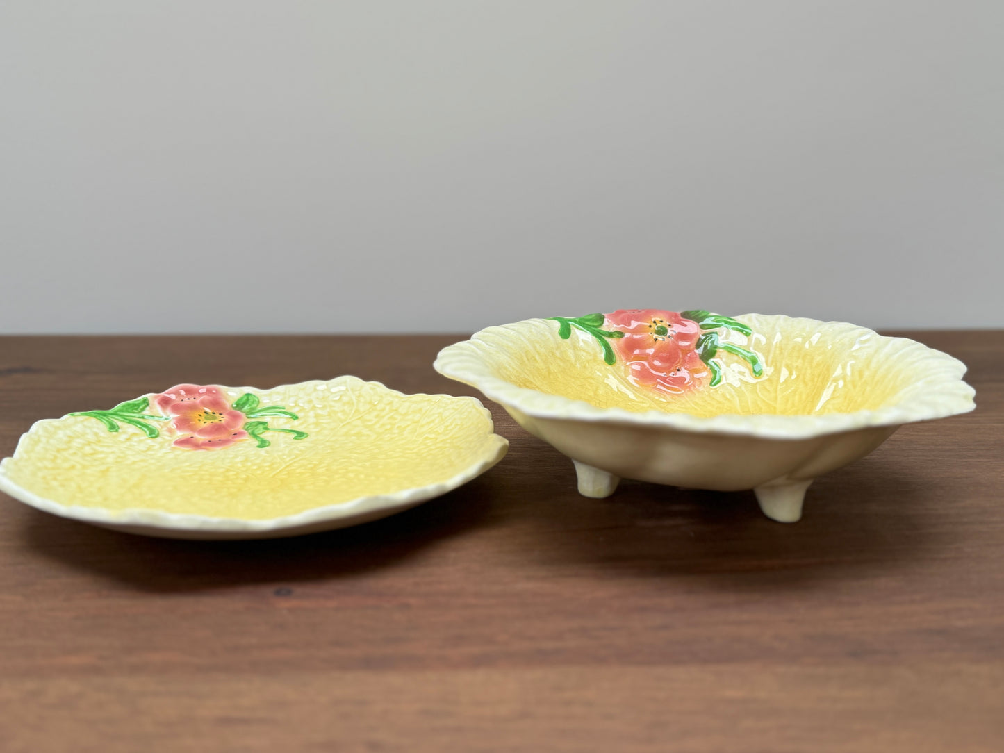 Falcon Ware Hand-Painted Draining Bowl & Plate, c.1940s