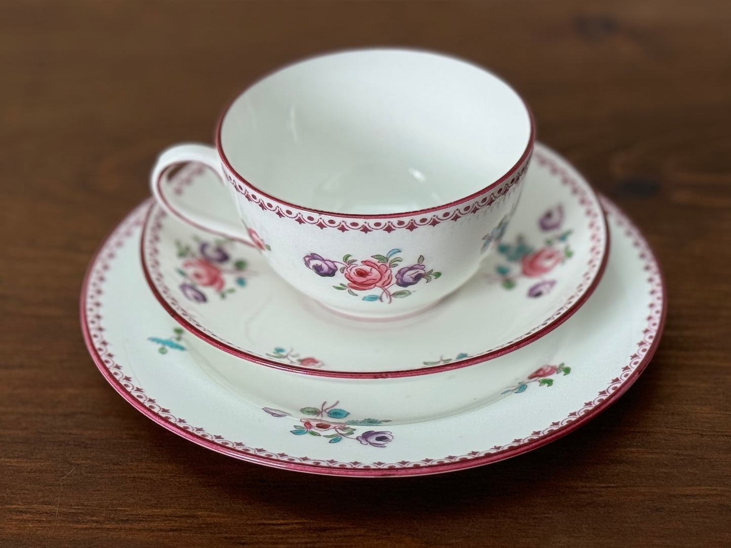 Victorian Teacup Trio - Hawkins in Henley on Thames Hand-painted floral designs