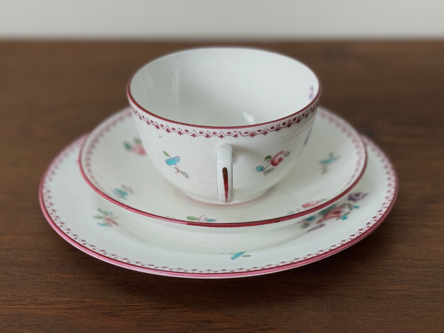 Victorian Teacup Trio - Hawkins in Henley on Thames Hand-painted floral designs