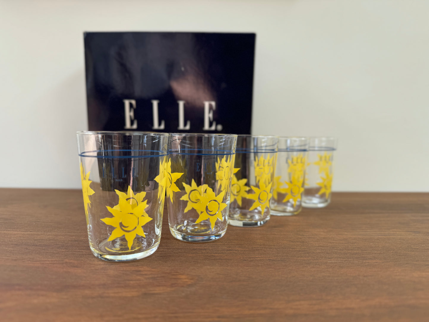 KAMAY製 ヴィンテージ ELLE Paris ミッドセンチュリータンブラー 5客セット(オリジナルボックス入り)