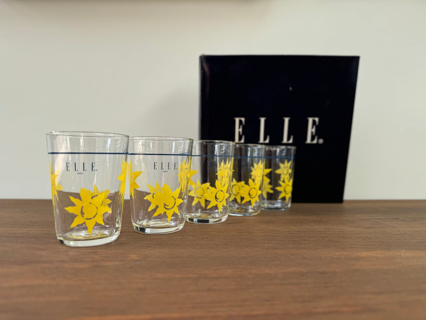 KAMAY製 ヴィンテージ ELLE Paris ミッドセンチュリータンブラー 5客セット(オリジナルボックス入り)