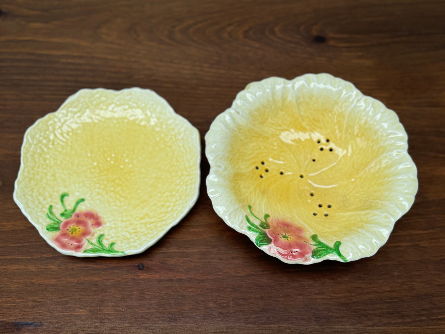Falcon Ware Hand-Painted Draining Bowl & Plate, c.1940s