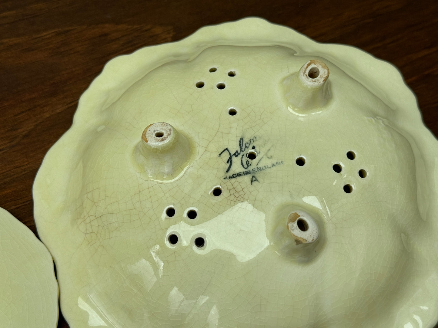 Falcon Ware Hand-Painted Draining Bowl & Plate, c.1940s