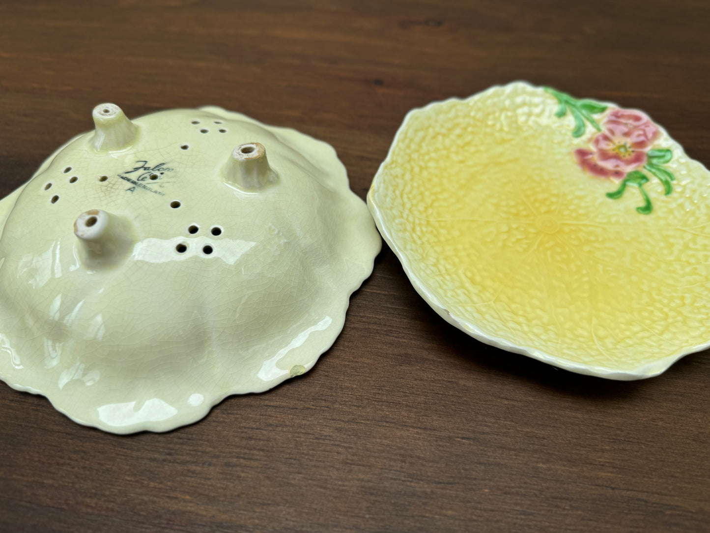 Falcon Ware Hand-Painted Draining Bowl & Plate, c.1940s