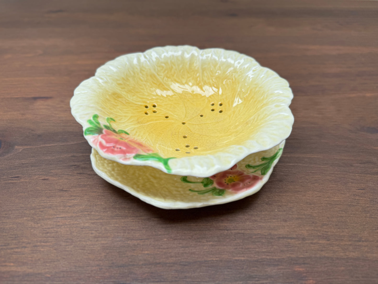Falcon Ware Hand-Painted Draining Bowl & Plate, c.1940s
