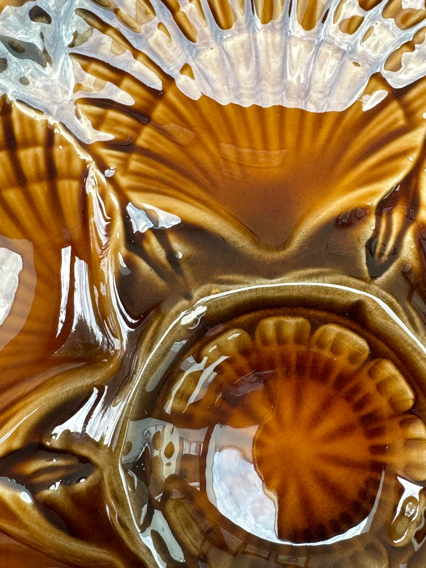 Vintage French Sarreguemines Faience Oyster Plates with Scalloped Edge – Last Two (Bundle Offer £30)