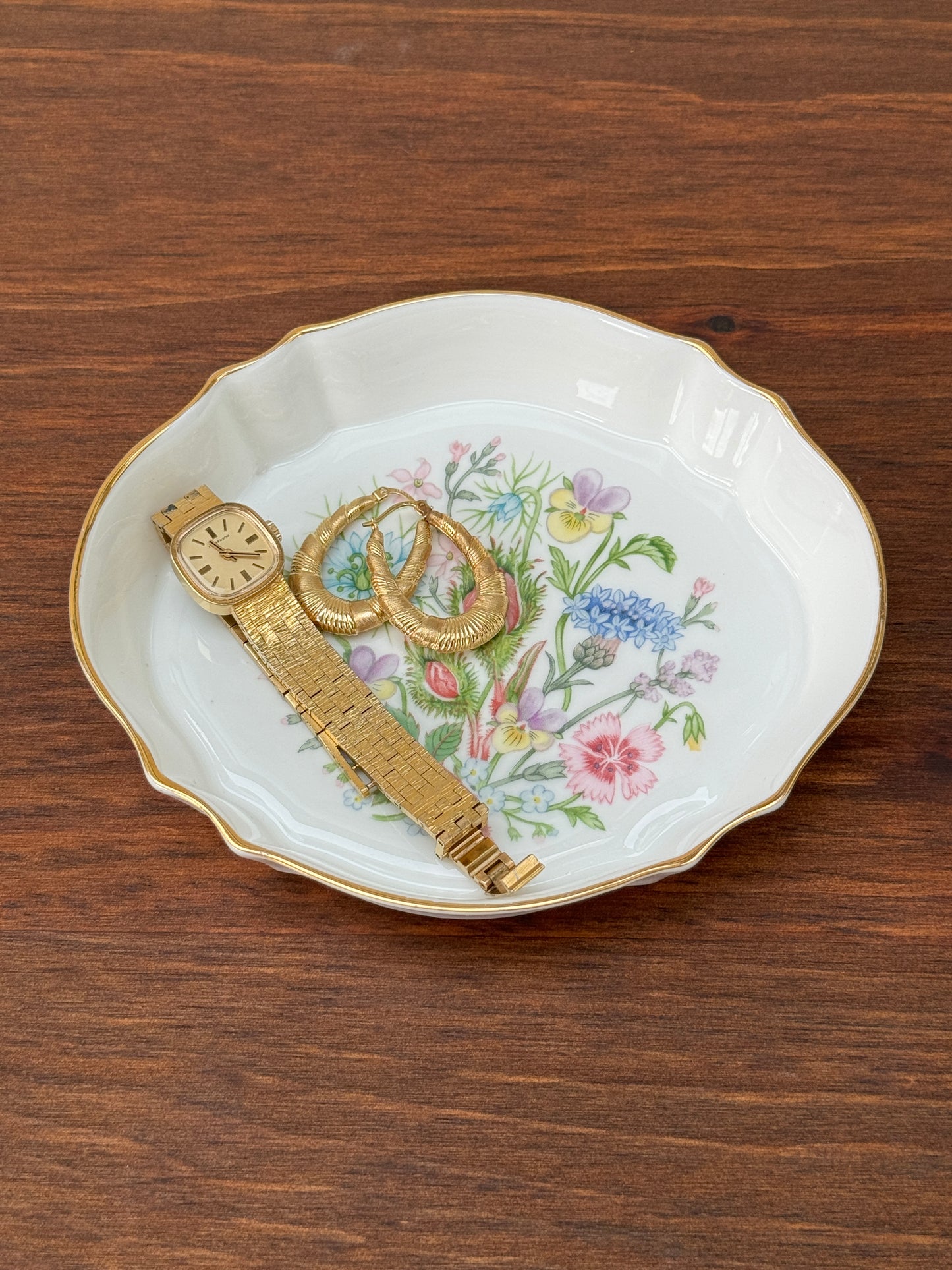Vintage Aynsley 'Wild Tudor' Oval Trinket Dish
