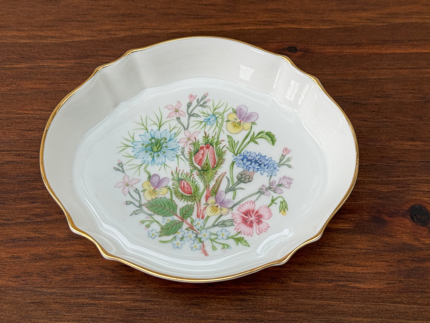 Vintage Aynsley 'Wild Tudor' Oval Trinket Dish