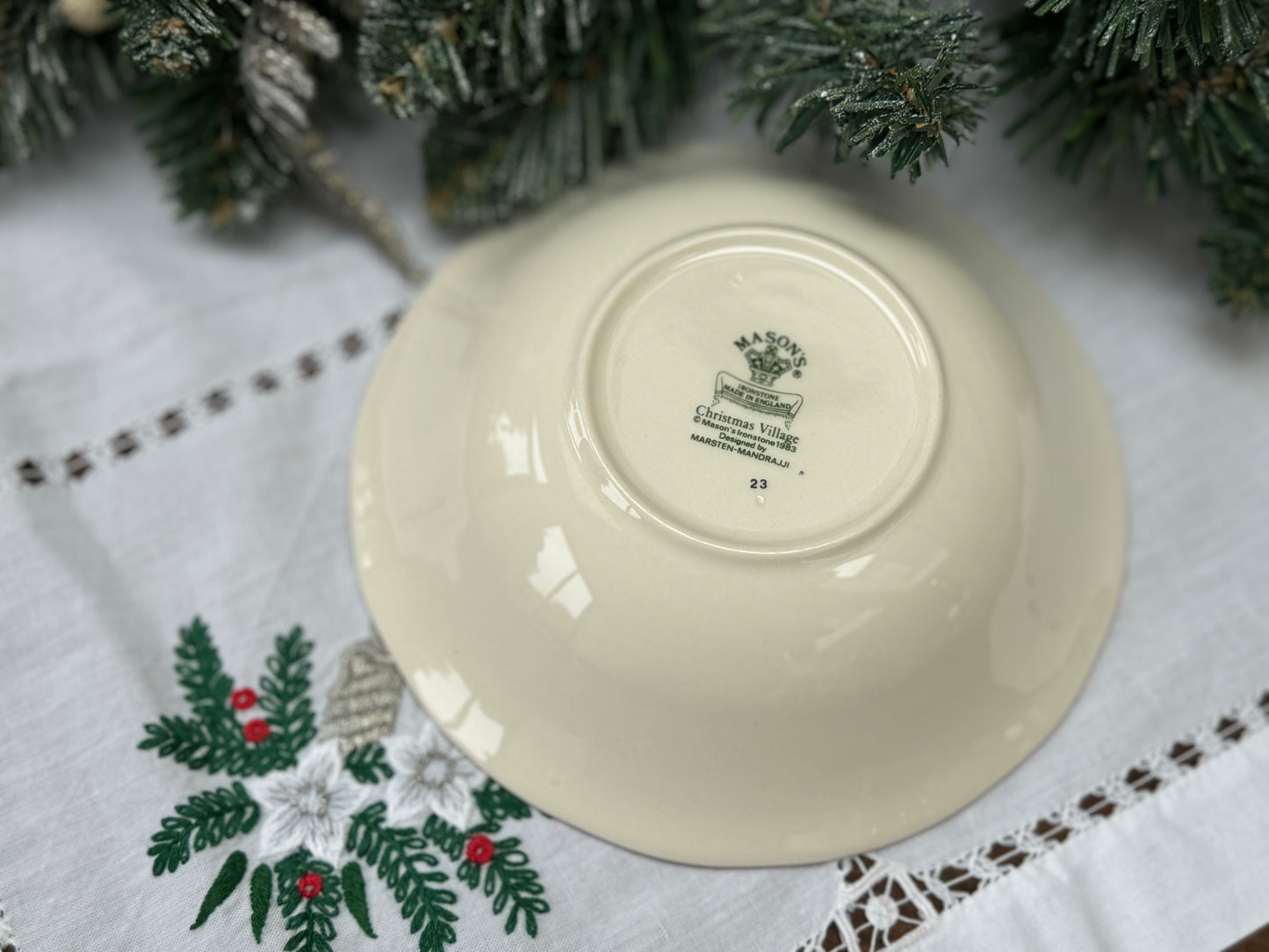 Mason’s Ironstone ‘Christmas Village’ Set of Plate and Bowl, Rare 1983 Edition