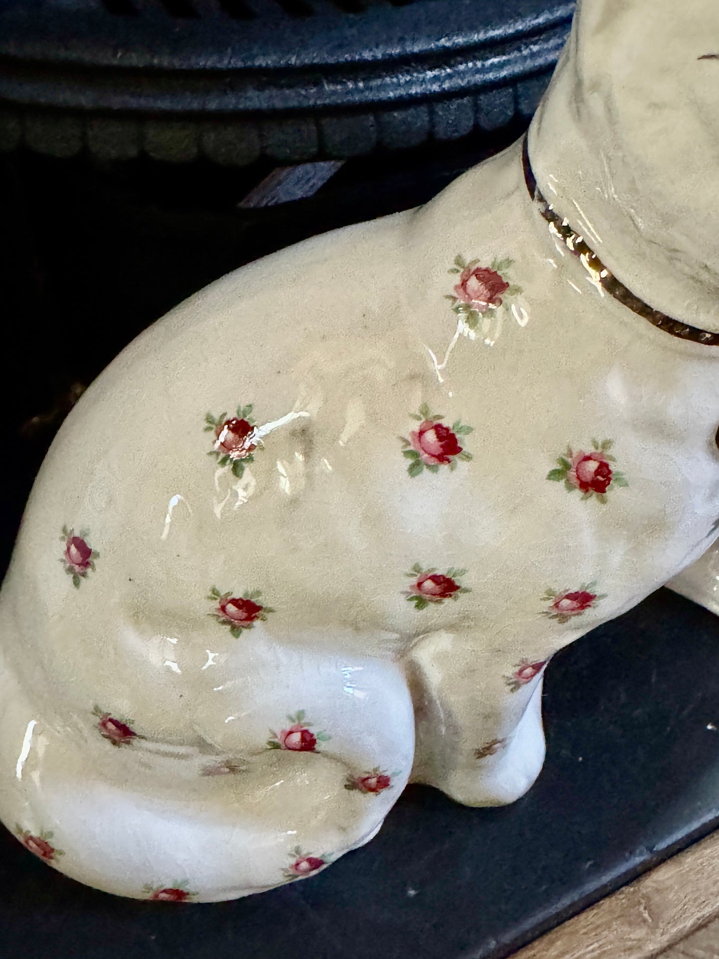 アーサー・ウッド社、スタッフォードシャーキャット(ペア)|ローズ柄|ミッドセンチュリー|約29cm