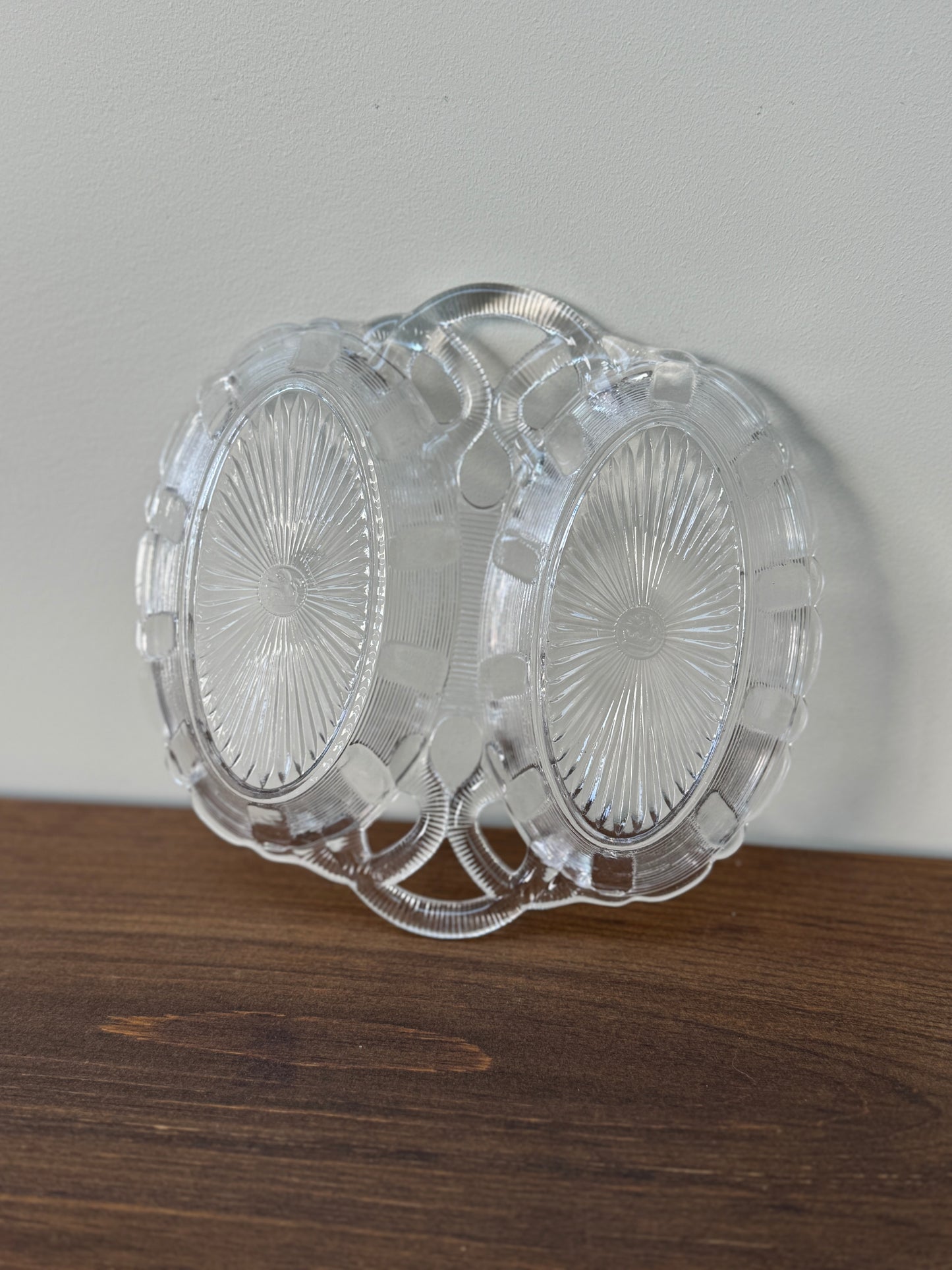 Vintage_Davidson_Pressed_Glass_Double_Serving_Dish_with_Impressed_Lion_Logo_Clear_glass_double_bowls