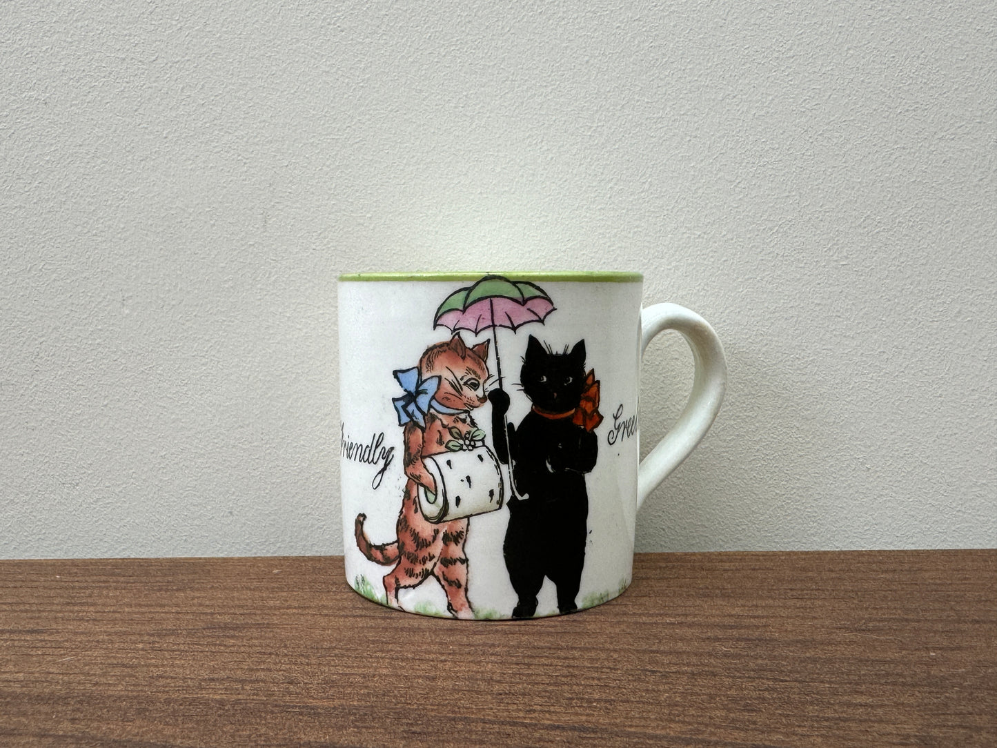 ヴィンテージ Hammersley & Co デミタス カップ、猫のイラスト - 1910 - 1920年代頃 ルイスウェイン