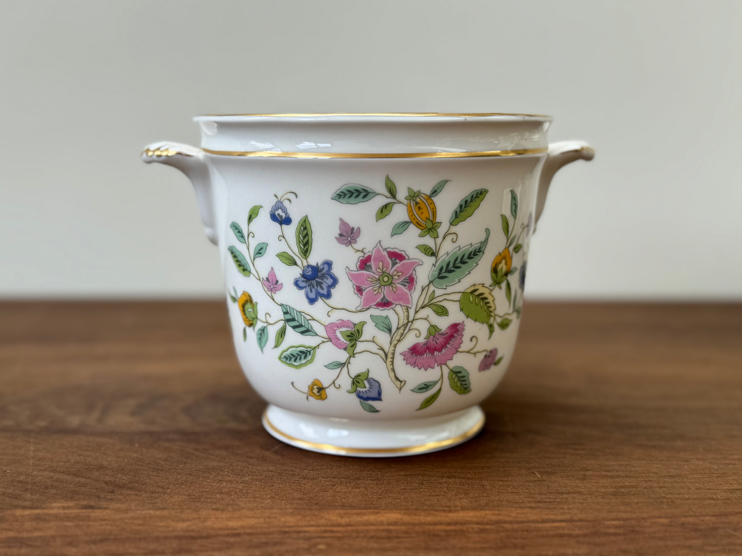 Vintage Minton Haddon Hall Cachepot (Planter) | Bone China with Handles