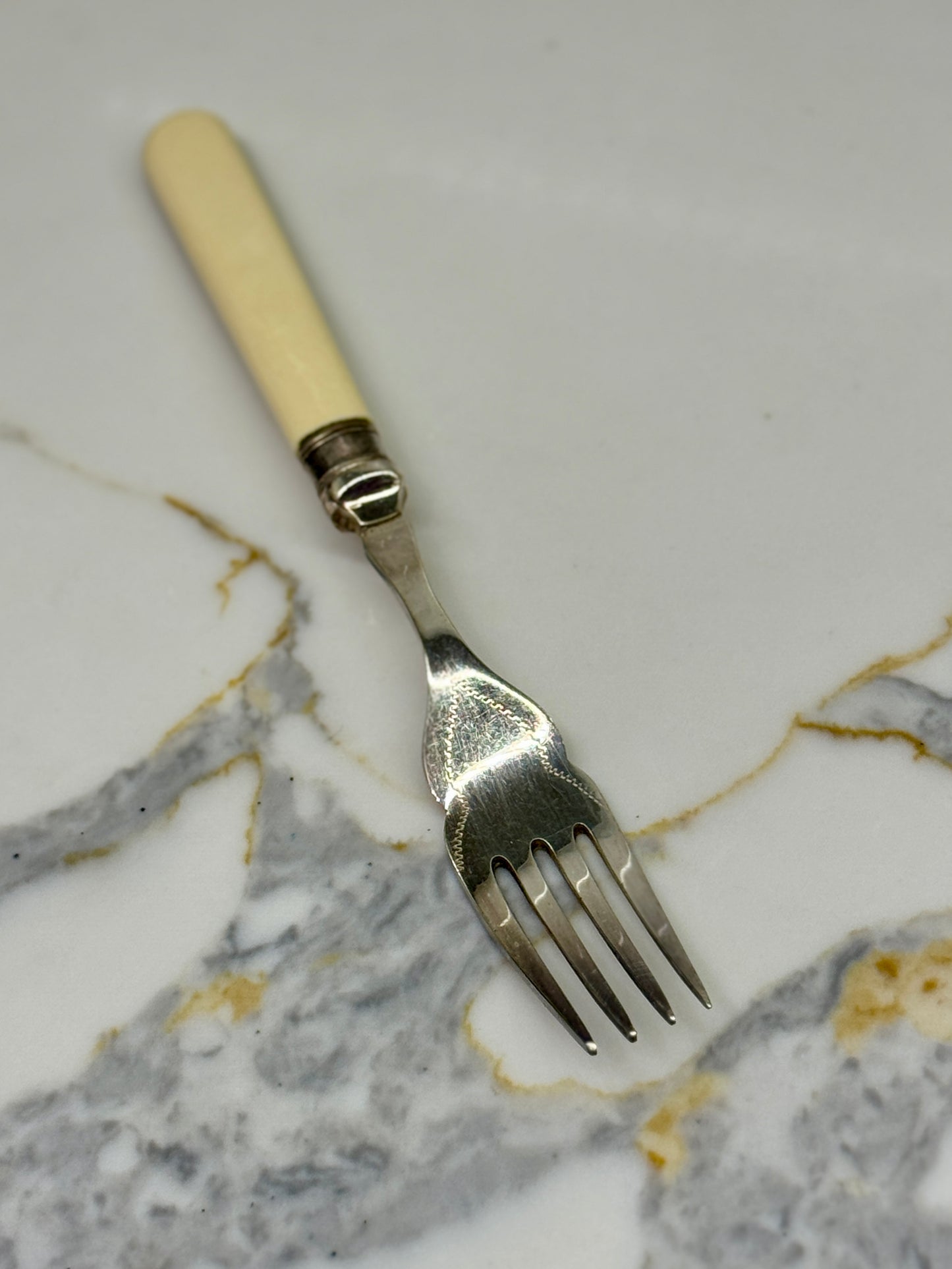 Vintage Silver Plated Fish Knife & Fork Set for Six | Faux Bone Handles & Original Box, c.1910-1930s