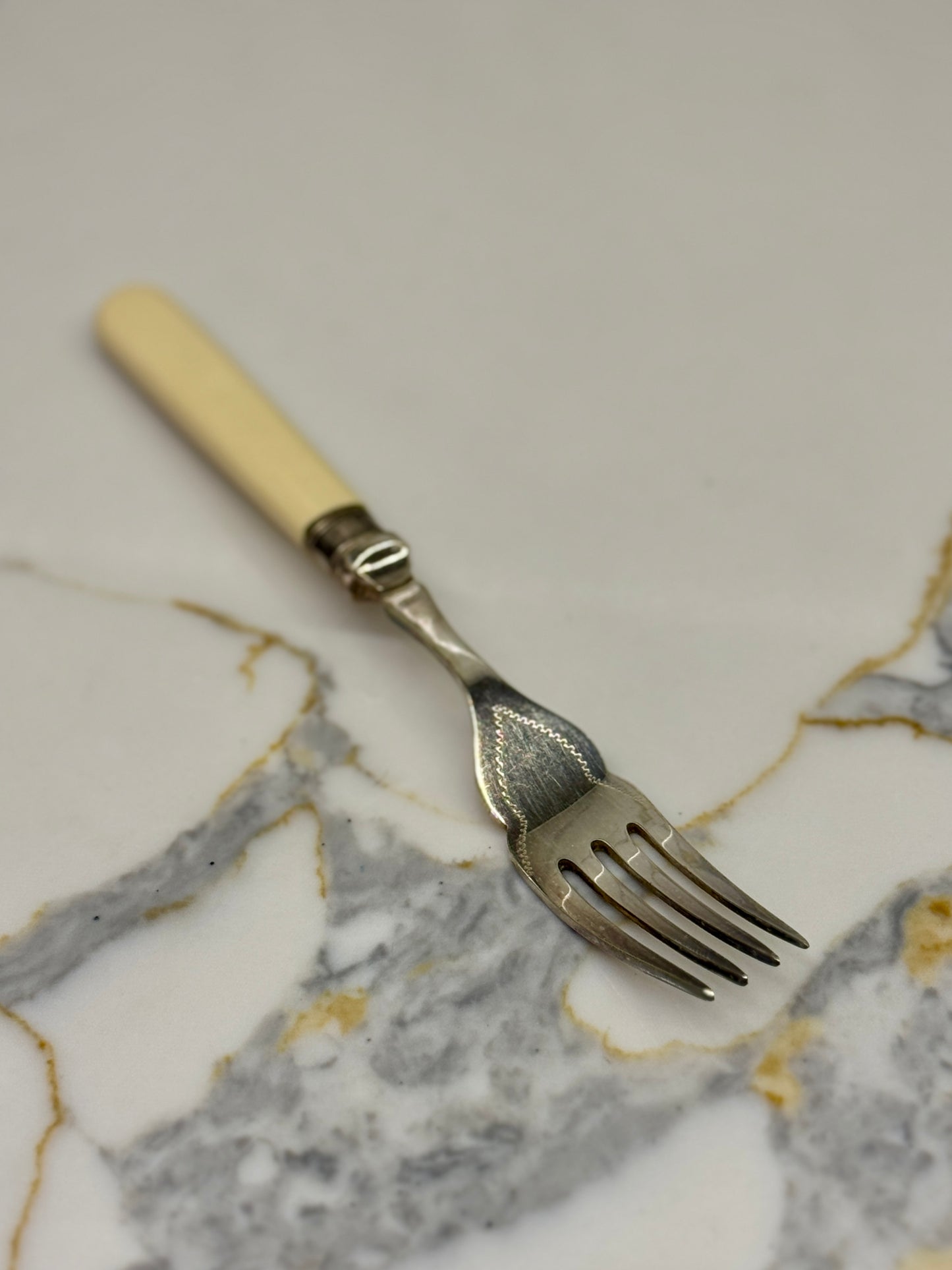 Vintage Silver Plated Fish Knife & Fork Set for Six | Faux Bone Handles & Original Box, c.1910-1930s
