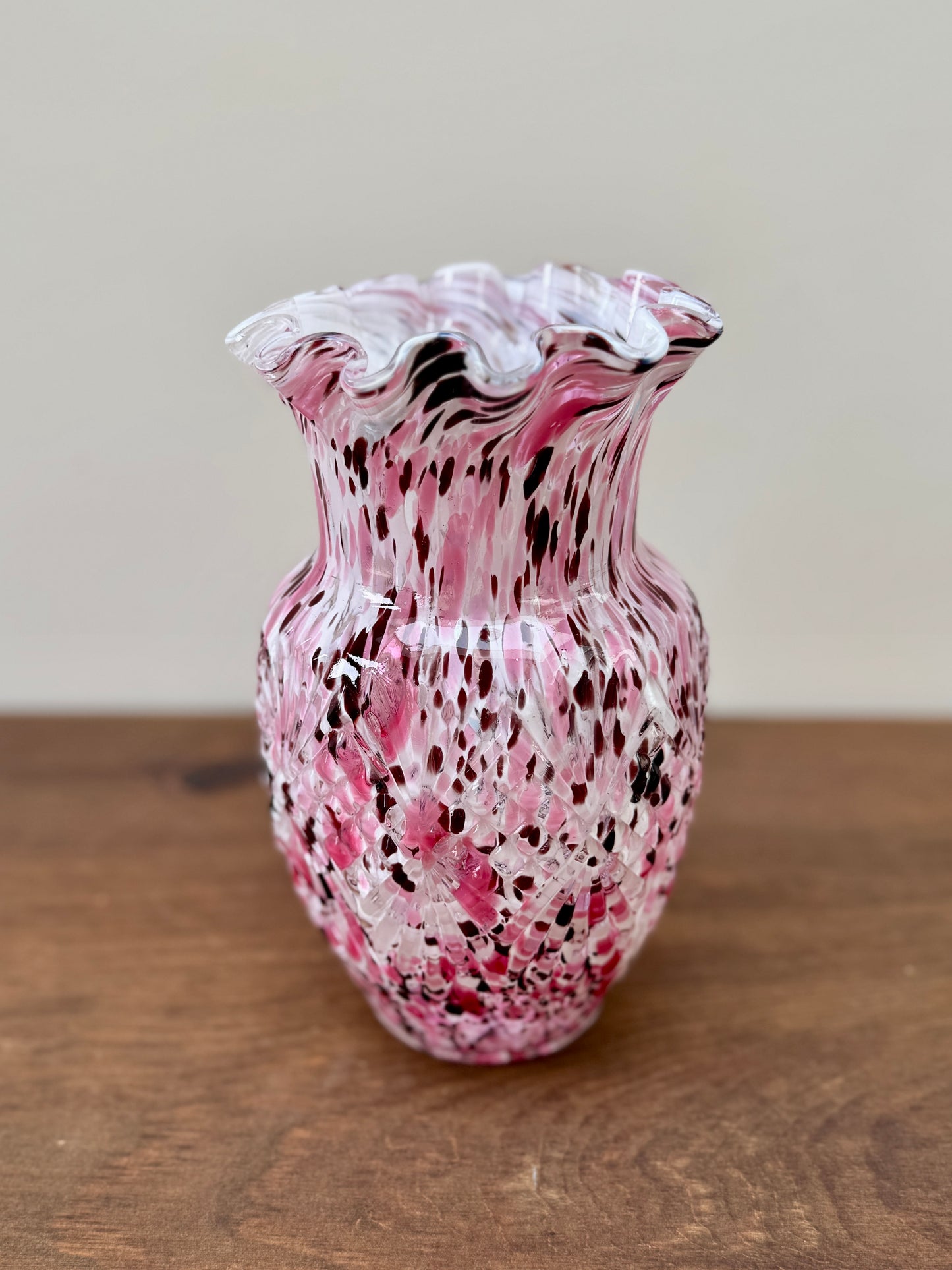 ヴィンテージ スパッターガラスの花瓶(ピンク・ホワイト・ブラウン)|パリ買い付け