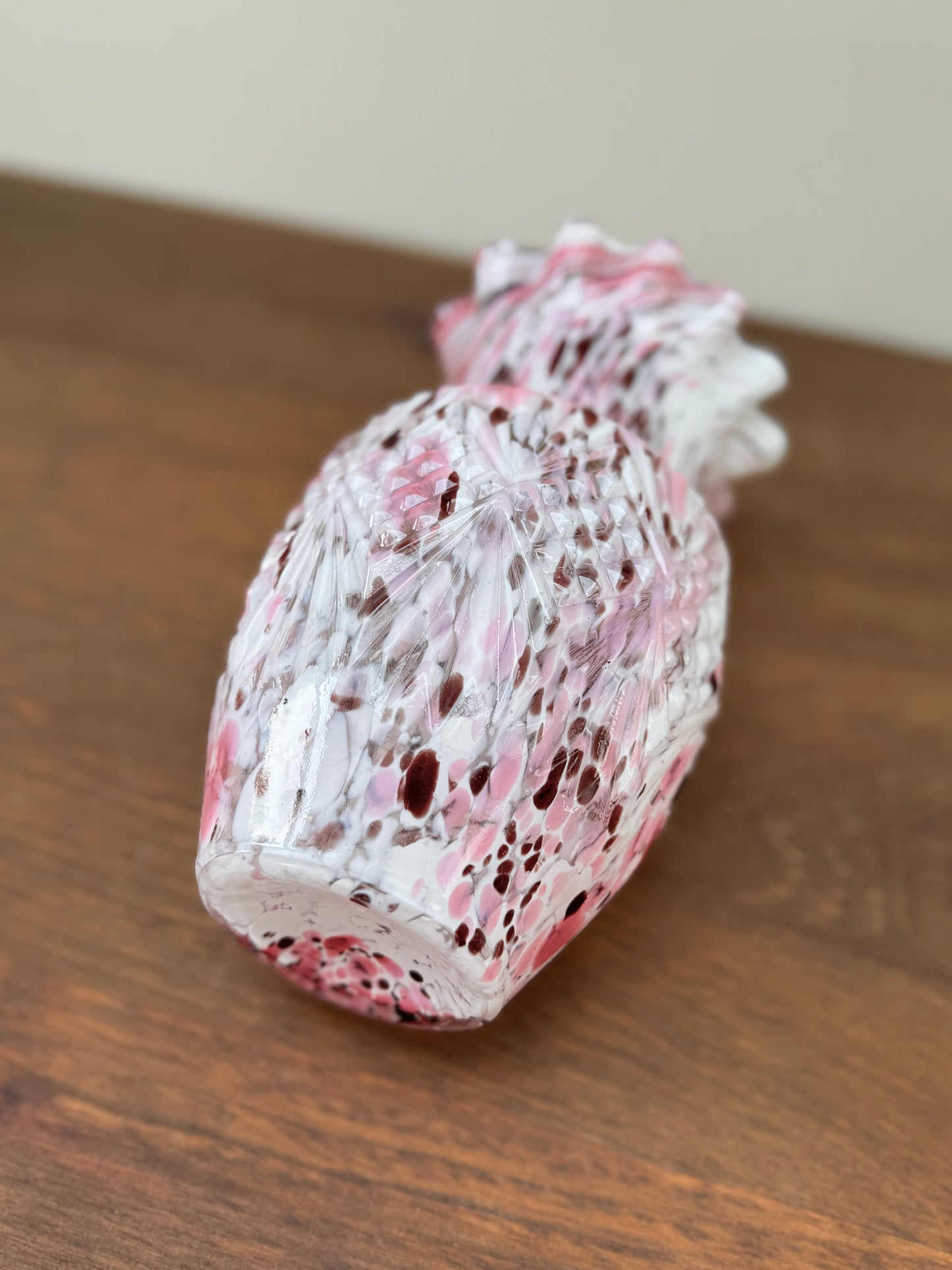 ヴィンテージ スパッターガラスの花瓶(ピンク・ホワイト・ブラウン)|パリ買い付け