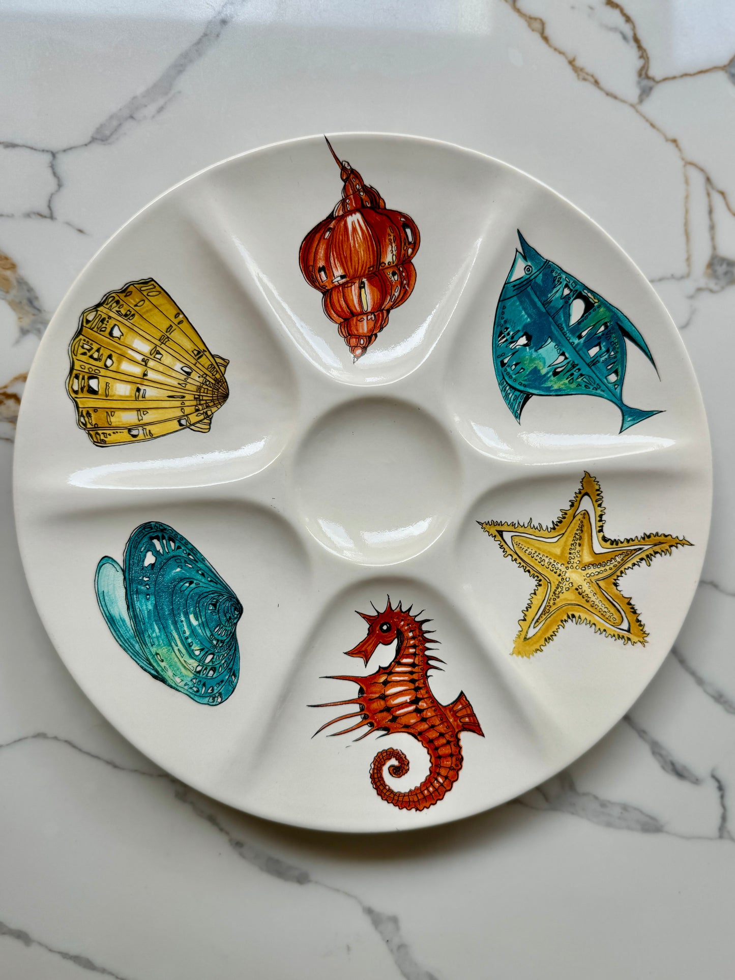Vintage Villeroy & Boch Divided Plate | 1970s Marine Life Design
