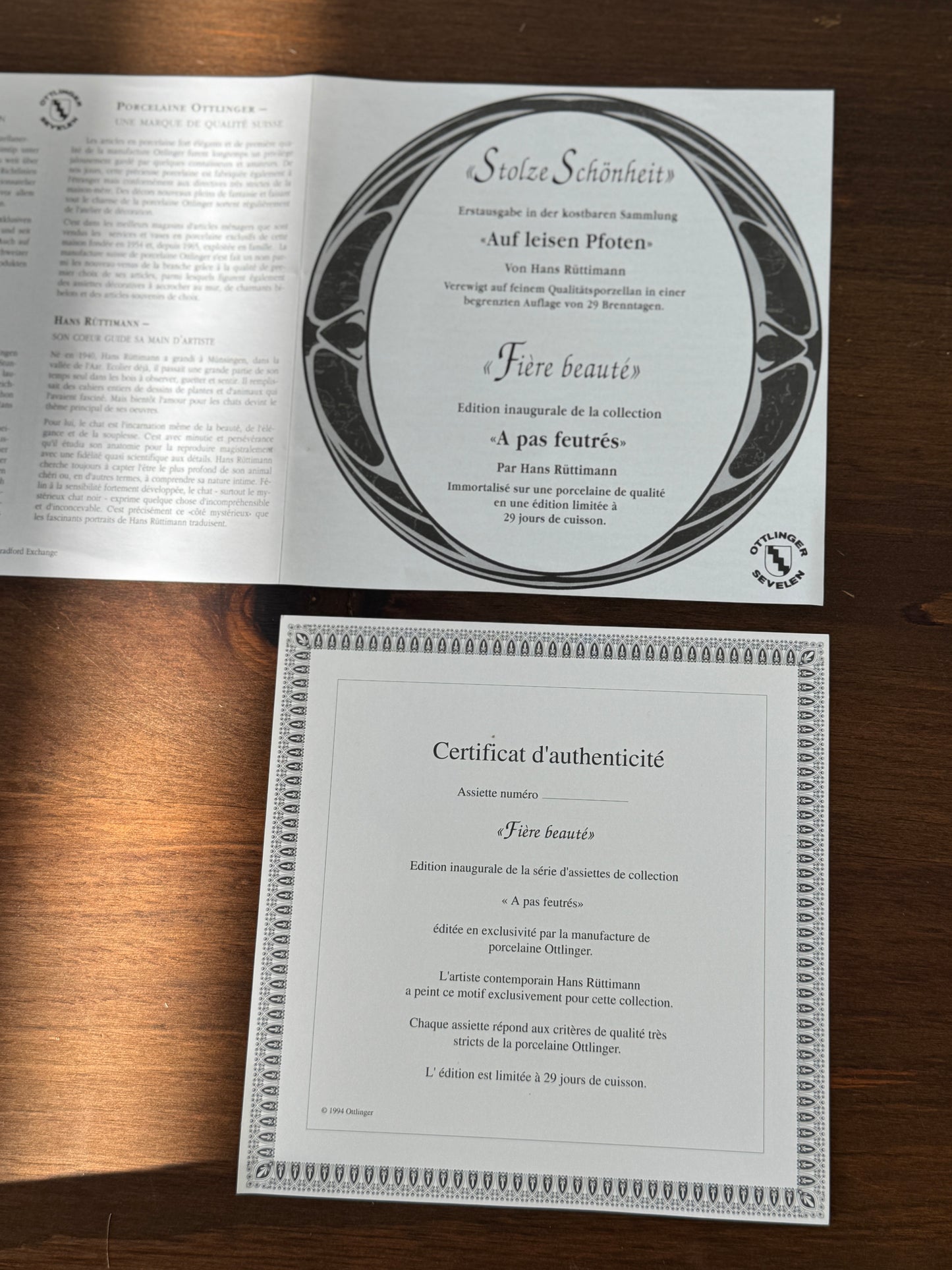 Vintage Wall Plate – Black Cat ‘Proud Beauty’ from the On Quiet Paws Series by Hans Ruttimann | 1994