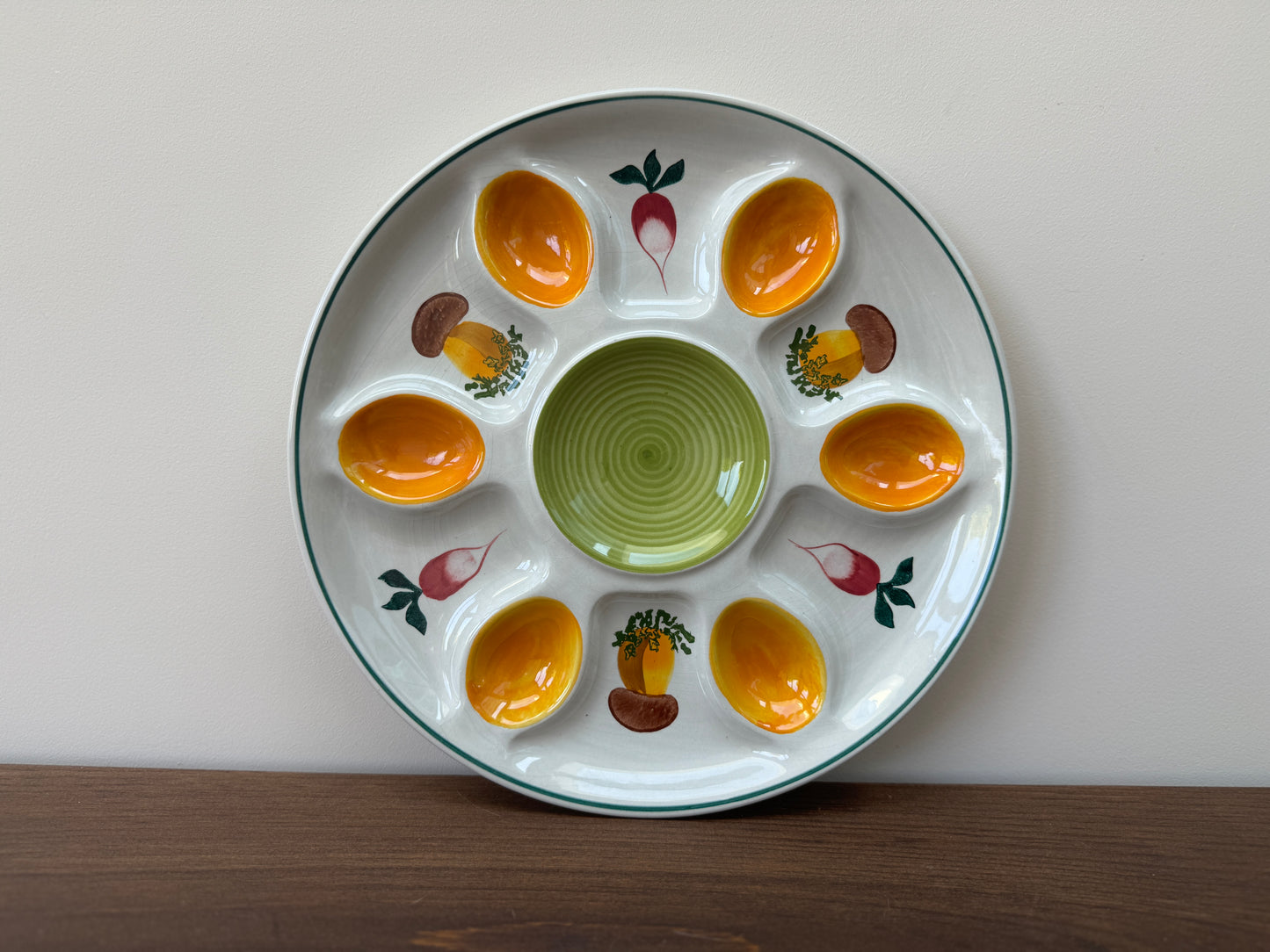 Vintage Italian Mushroom and Radish Egg Platter, c.1970s-Plate-C.B.M.-My Happy London Home