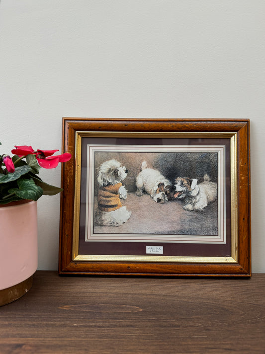 Vintage Framed Print: 'A Figure of Fun' by Cecil Aldin, Featuring Three Puppy Jack Russell Terriers-Framed Art-Cecil Aldin-My Happy London Home