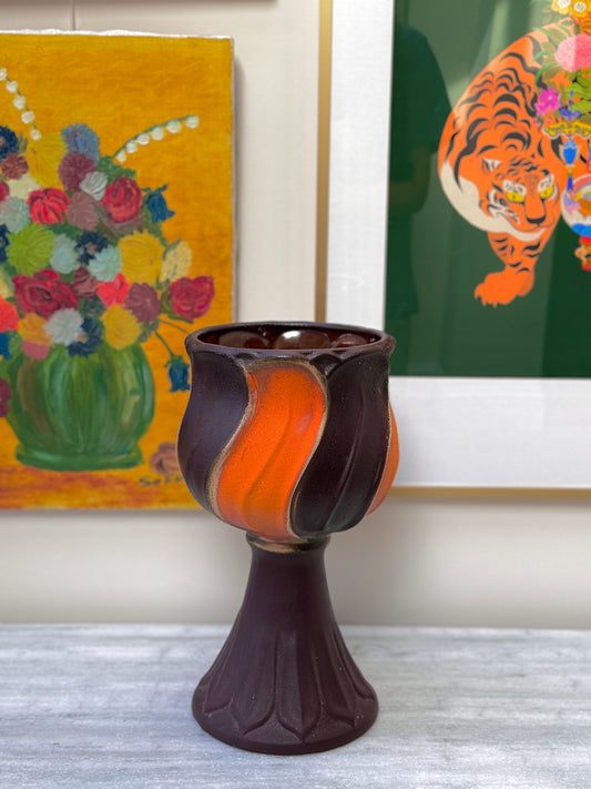 Vintage West Germany Pottery Vase / Planter - Brown and Orange-Vase-My Happy London Home-My Happy London Home