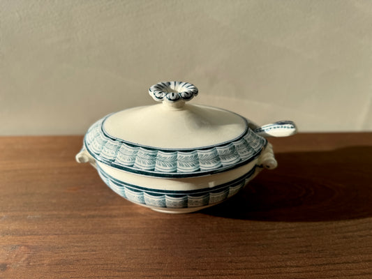 Wedgwood Lag and Feather Blue Tureen with Lid and Ladle, C.1877