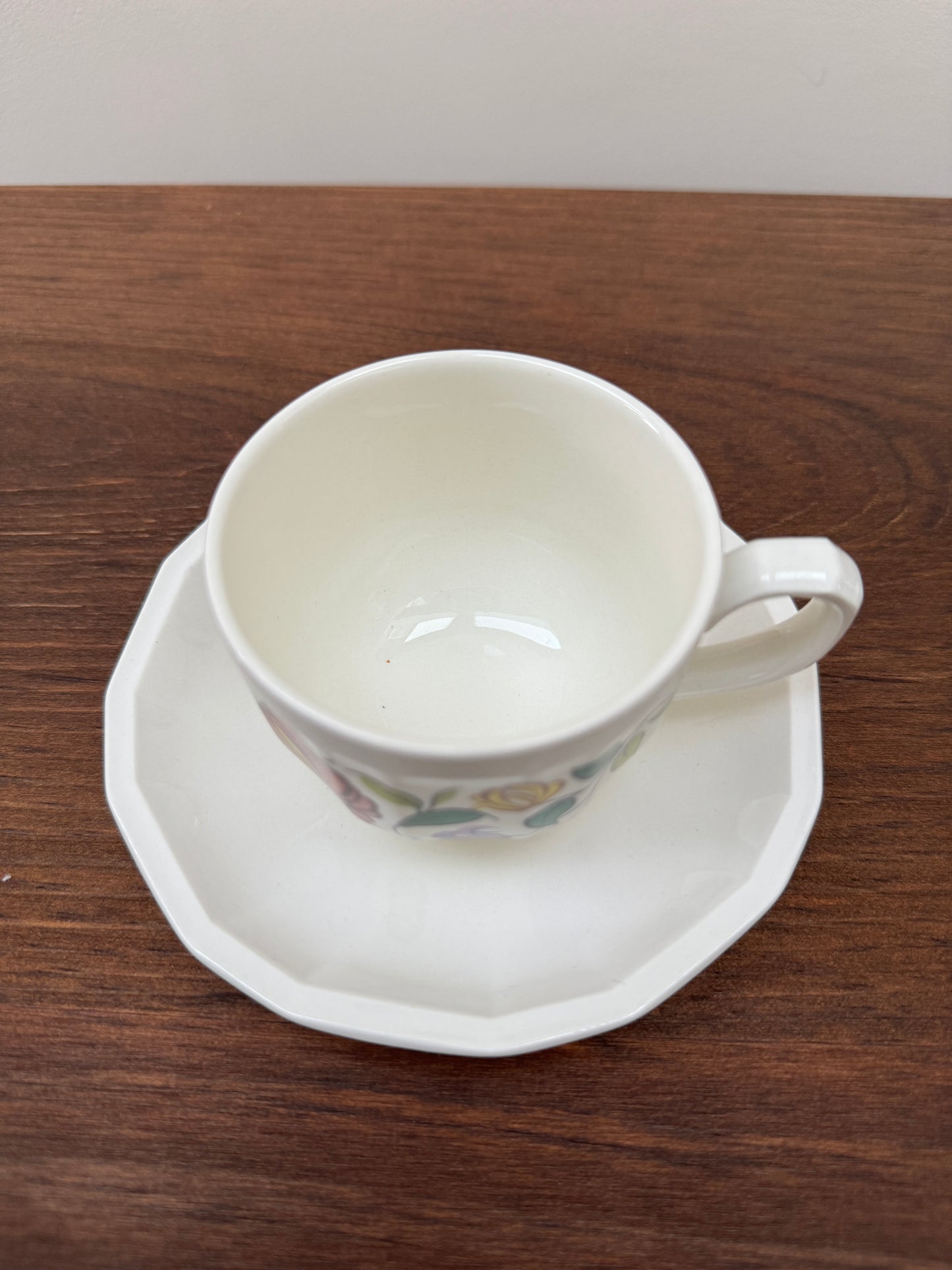 Poole Pottery Coffee Cup and Saucer - Tyneham Pattern, 1989 - 1991