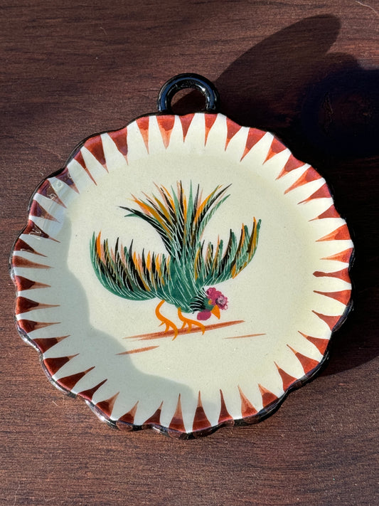 Vintage Henriot Quimper Faience Wall Plate - Green Rooster-Ornament-Henriot Quimper-My Happy London Home