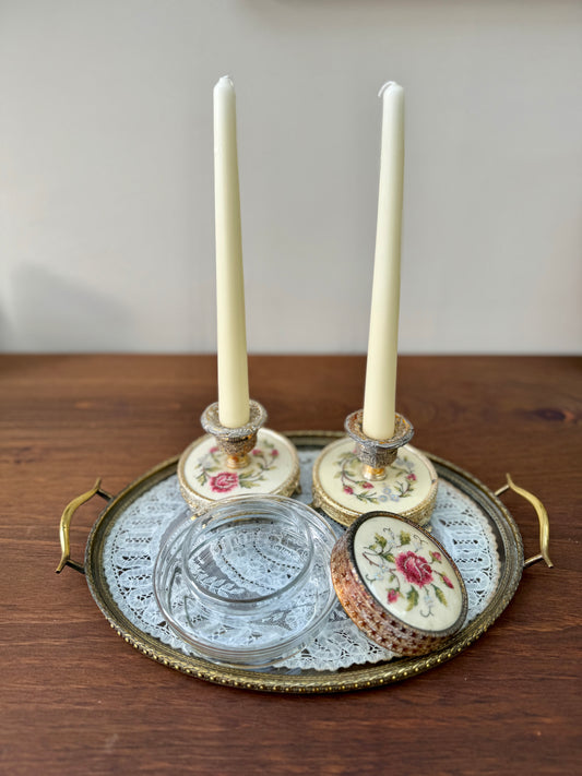 Regent of London Trinket Box and Two Candle Holders Set, c.1940s-1950s-Candle Holder-Regent of London-My Happy London Home