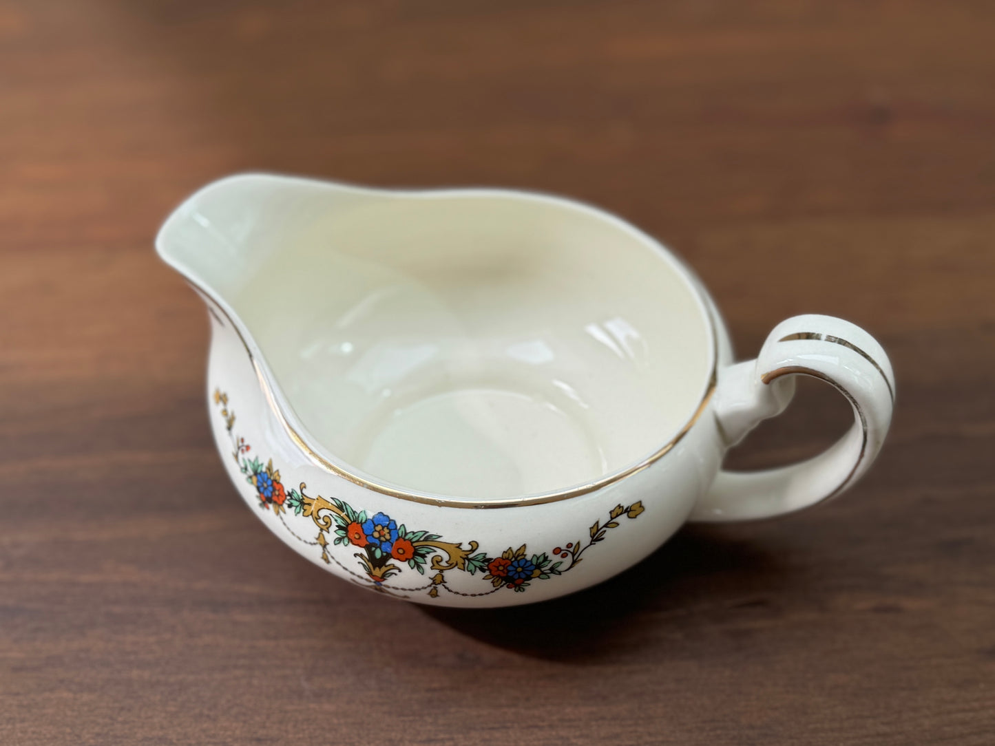 Alfred Meakin ‘Floral Garland’ Sauce Boat C.1920-gravy boat-Alfred Meakin-My Happy London Home