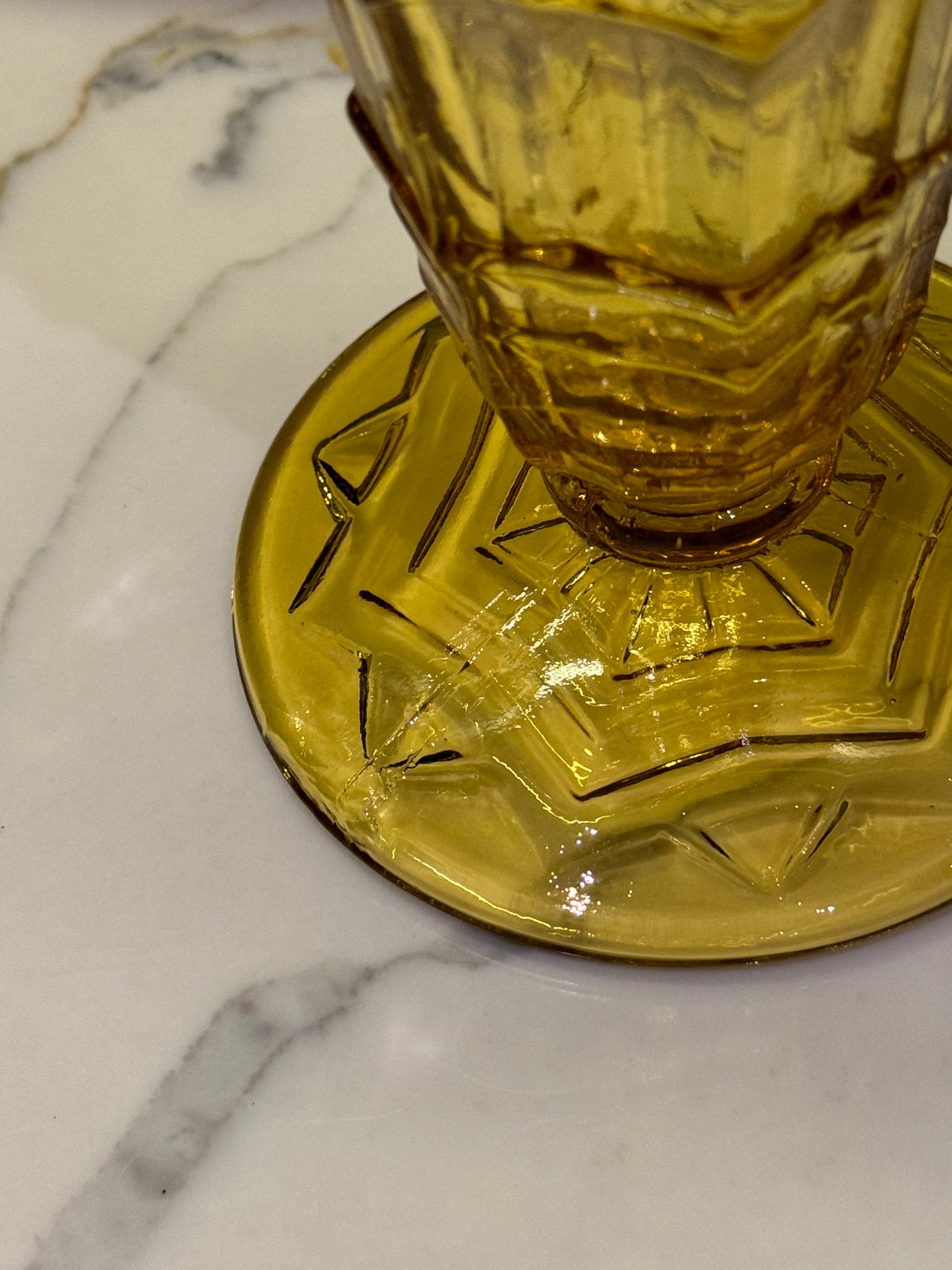 Vintage Amber Pressed Glass Vase by Sowerby | Model 2592 (C. 1938)