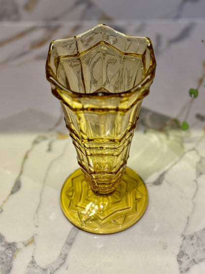 Vintage Amber Pressed Glass Vase by Sowerby | Model 2592 (C. 1938)