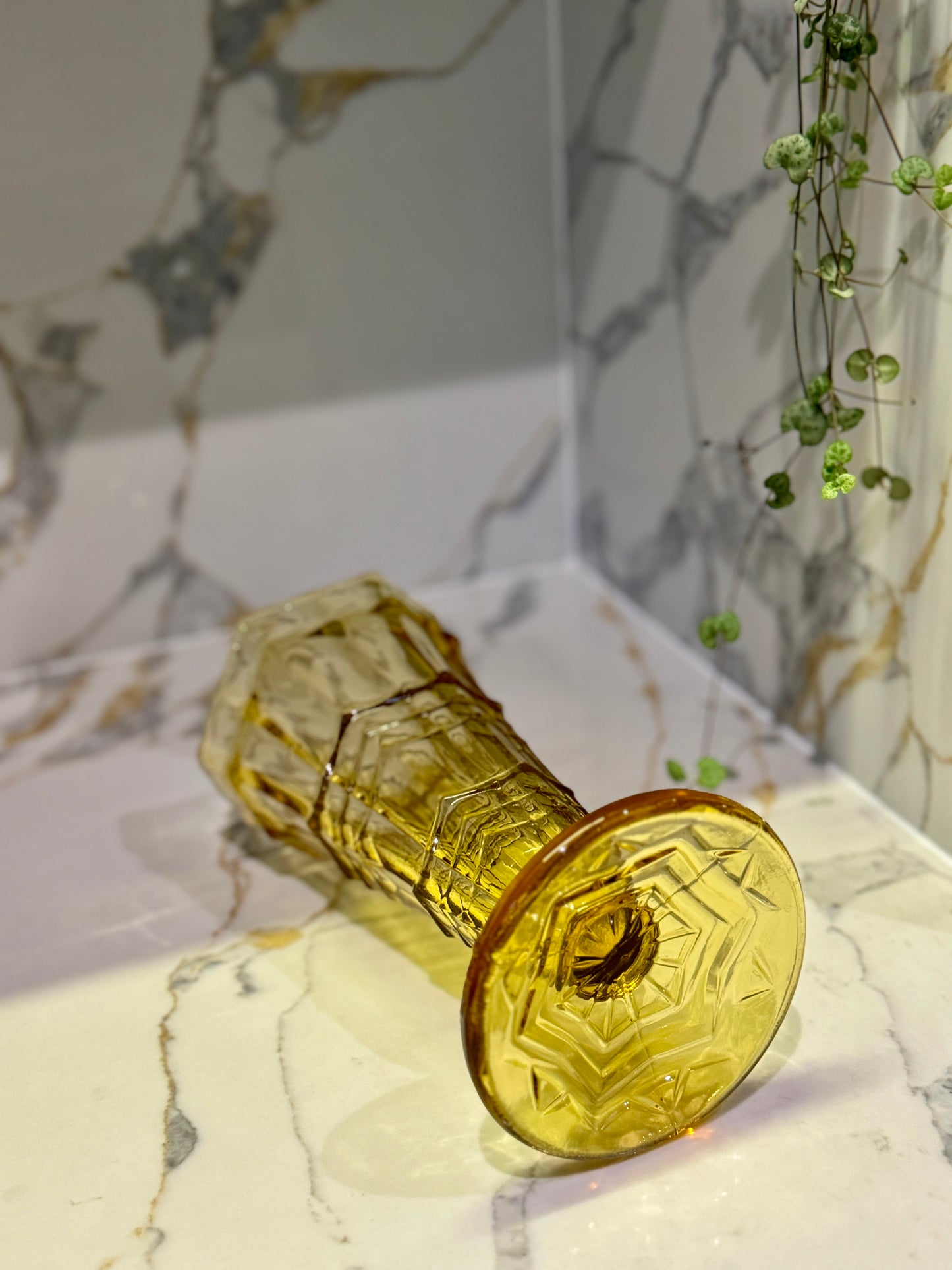 Vintage Amber Pressed Glass Vase by Sowerby | Model 2592 (C. 1938)