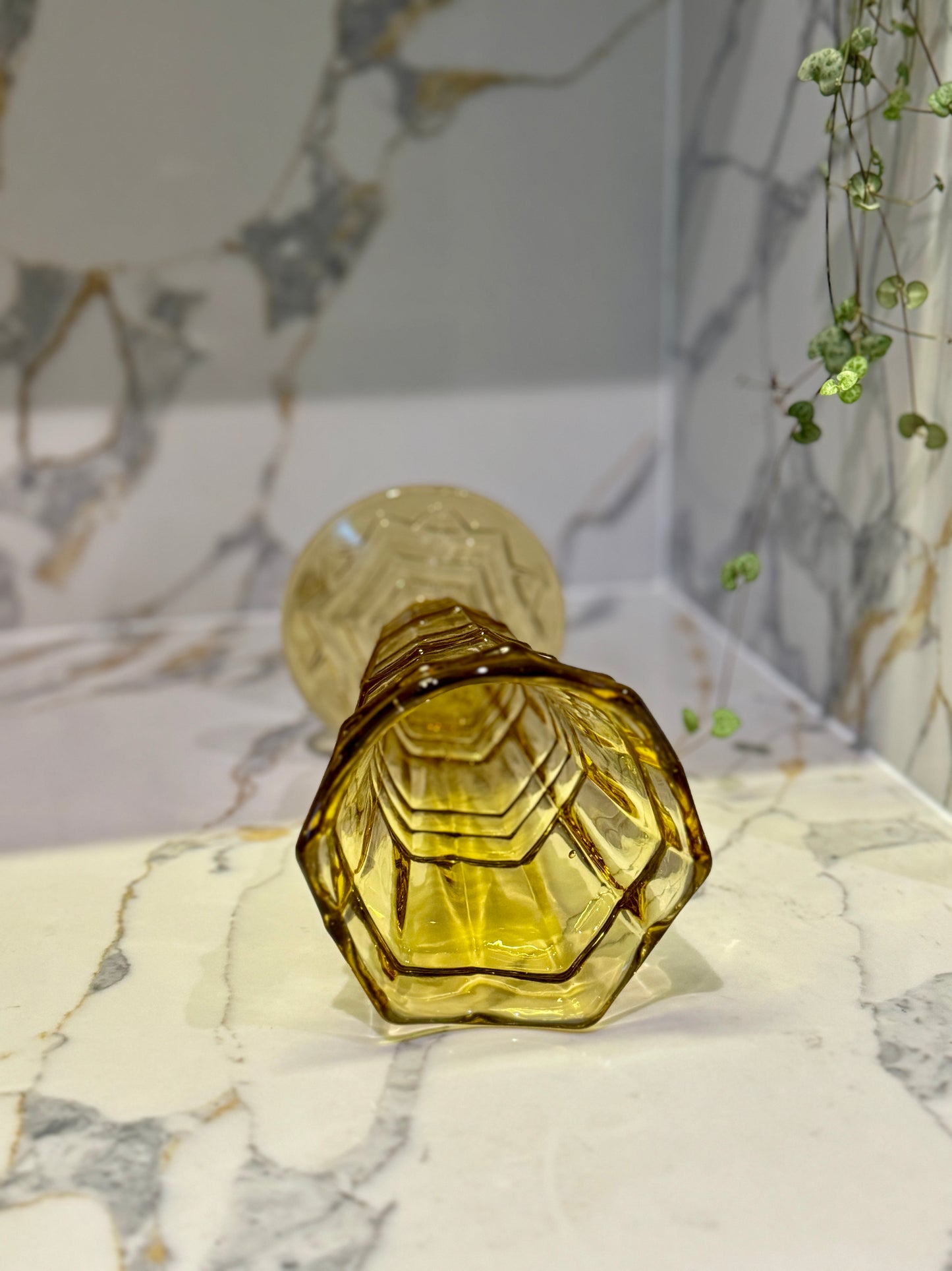 Vintage Amber Pressed Glass Vase by Sowerby | Model 2592 (C. 1938)