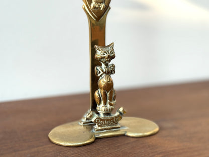 アンティーク、真鍮製レターホルダー「チェシャ猫とチェシャ州の紋章」｜エドワーディアン期