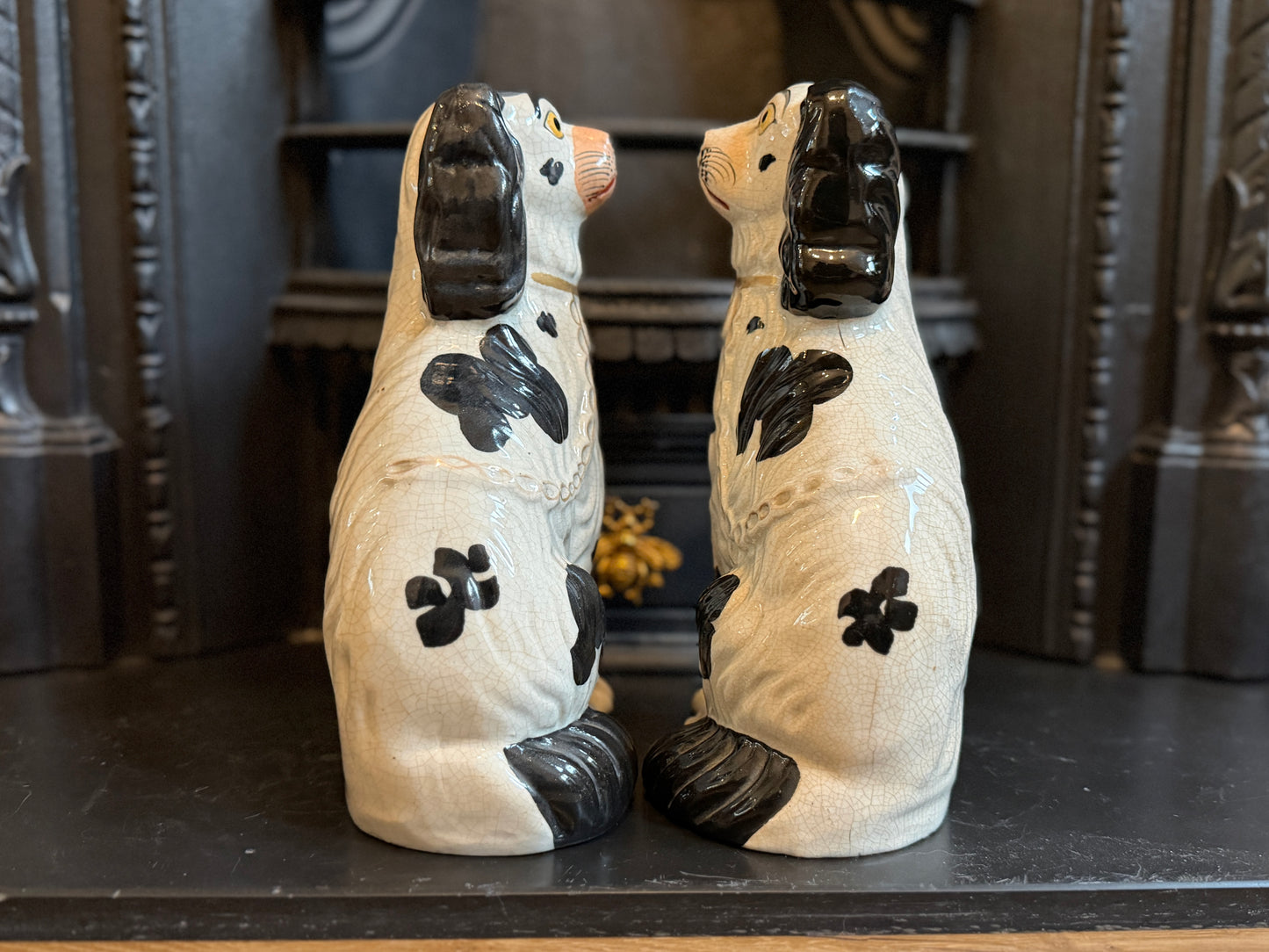 アンティーク、スタッフォードシャードッグ（スパニエル）ペア｜1850年頃